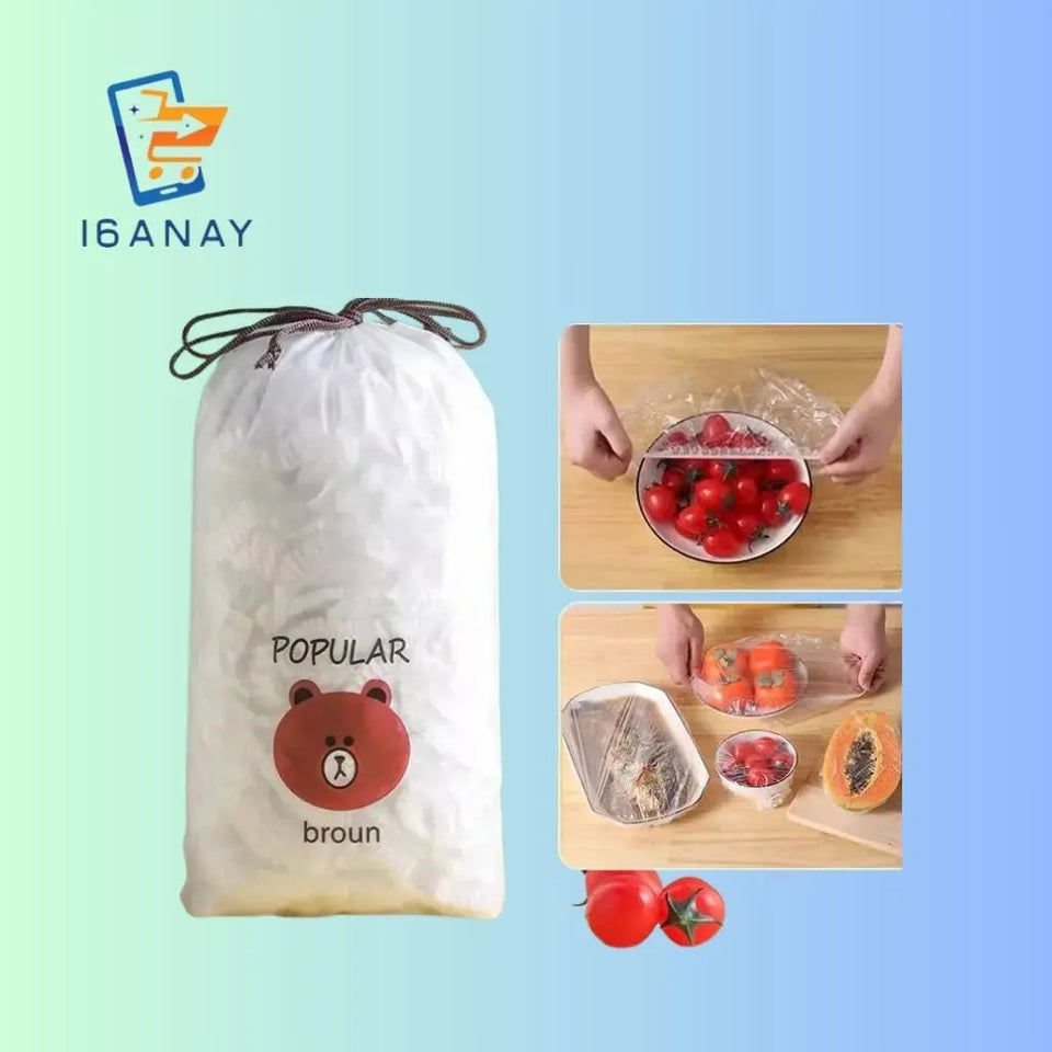 100 Piece Disposable Food Covers Plastic Shopper Bags - 16anay 