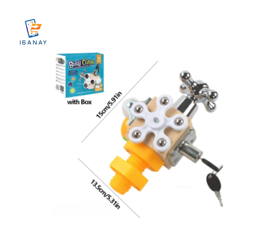 Busy Cube for Kids Wooden Sensory Busy Board Fidget Toy