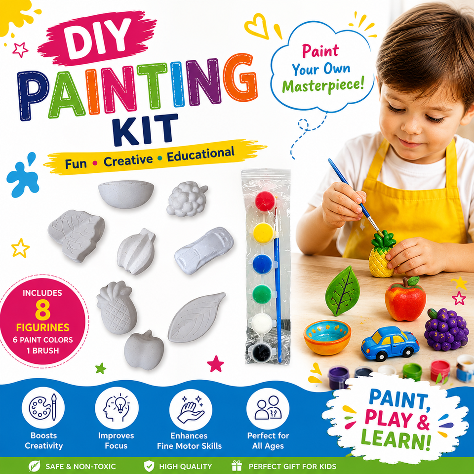 DIY Paint Your Own Figurines Kit –  Creative Craft Pieces with Paints & Brush | Educational Art Set for Kids