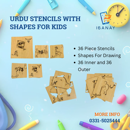 Urdu ( Haroof e Tahaji) Stencils with shapes