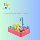 Kid Kitchen Dish Washing Toy- Sink Pretend Play Set Electric - 16anay 